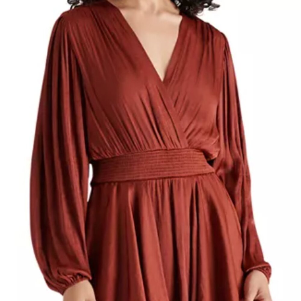 Steve Madden Women's Bei Smocked-Waist Tiered High-Low Dress Size M NWT